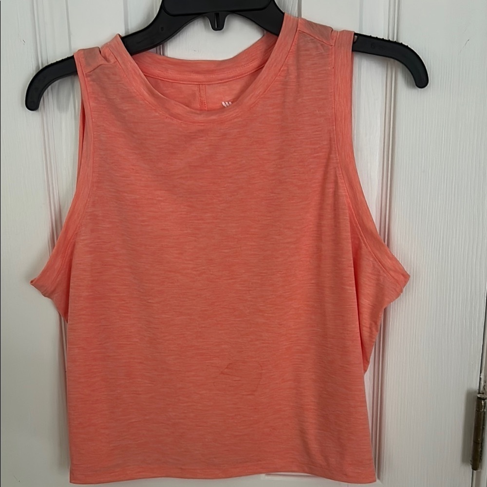 All in Motion Orange Pink Crop Muscle Tee